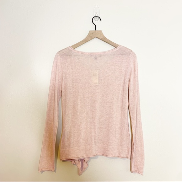 NWT Max Edition Blush Pink Tie Front Long Sleeve Knit Pullover XS - Picture 3 of 10